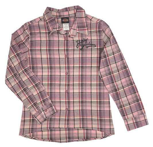 HARLEY-DAVIDSON® GIRLS BRUSHED LONG SLEEVE PLAID SHIRT