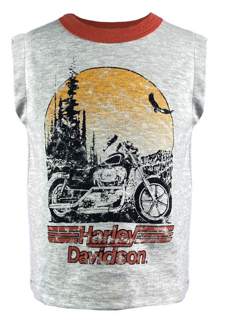 HARLEY DAVIDSON® BIG BOYS DISTRESSED HARLEY SCRIPT SLEEVELESS TEE