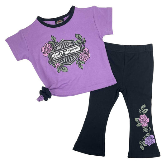 HARLEY-DAVIDSON® BABY GIRLS 2 PIECE KNIT PRINTED TEE AND PANT SET