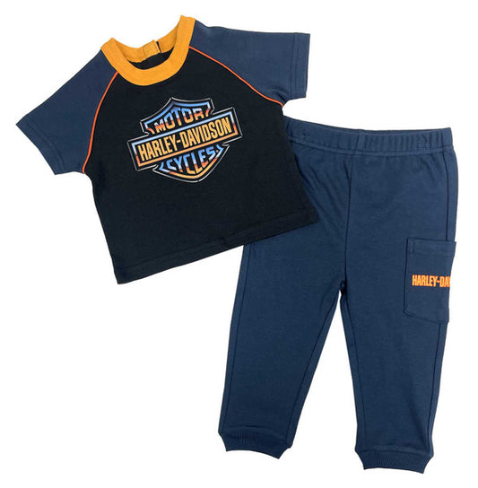 HARLEY-DAVIDSON® LITTLE BOYS 2 PIECE TODDLER KNIT SHORT SLEEVE TEE & PANTS SET