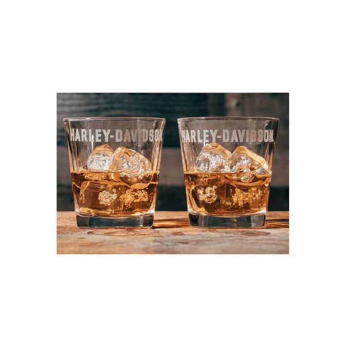 HARLEY-DAVIDSON® ETCHED LOGO ROCKS GLASS SET (2 PK)