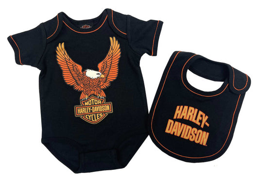 HARLEY-DAVIDSON® BABY BOYS 2-PIECE EAGLE NEWBORN CREEPER SET