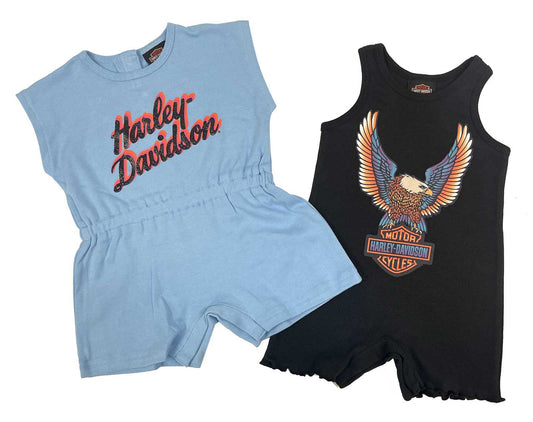 HARLEY DAVIDSON® GIRLS 2 PACK GLITTER ROMPER SET