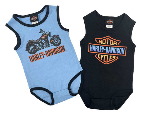 HARLEY DAVIDSON® BABY BOYS 2 PACK NEWBORN LOGO RIB CREEPER SET