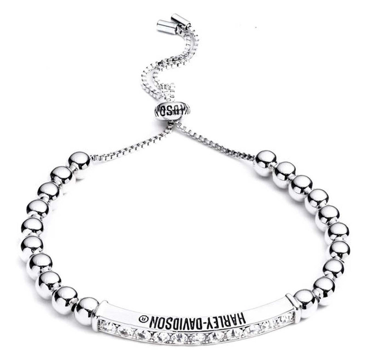Harley-Davidson® Women's 10 in. Metal Bead & Stones Adjustable Slider Bracelet