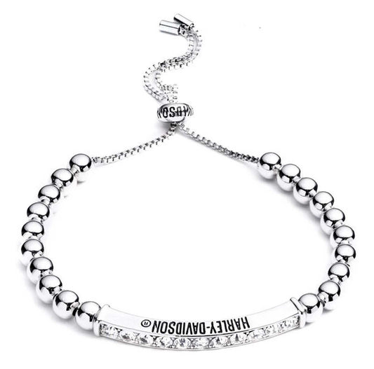 Harley-Davidson® Women's 10 in. Metal Bead & Stones Adjustable Slider Bracelet