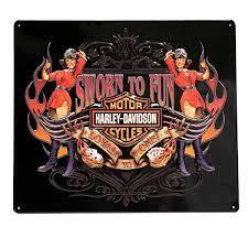 HARLEY-DAVIDSON® SWORN TO FUN BABE TIN SIGN
