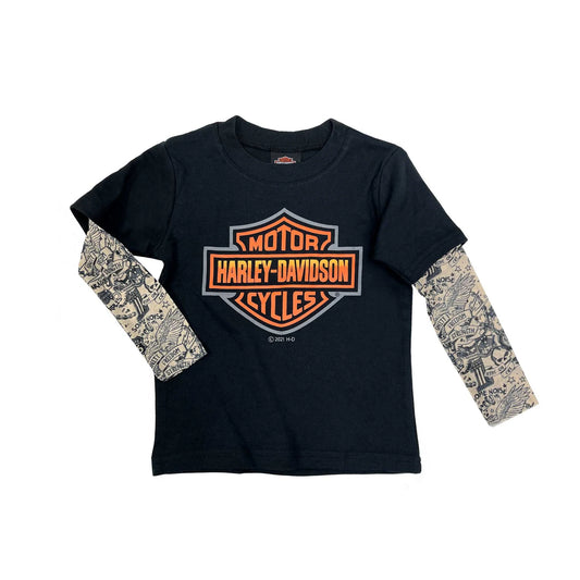 HARLEY-DAVIDSON® BOYS BAR & SHIELD MESH TATTOO TEE