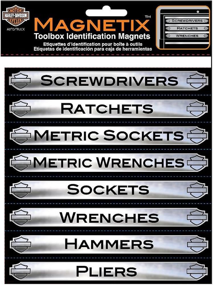 HARLEY-DAVIDSON® MAGNETIC LABEL TOOL BOX DECALS 16 PIECE SET