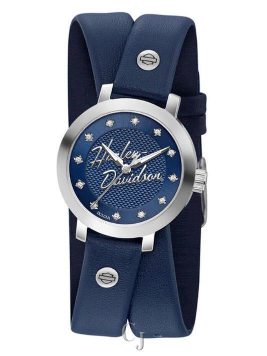 HARLEY-DAVIDSON® WOMENS BULOVA CRYSTAL DOUBLE WRAP WATCH