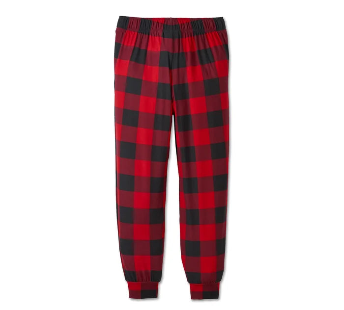 HARLEY-DAVIDSON® WOMENS BAR & SHIELD PLAID LONG SLEEVE PYJAMA SET