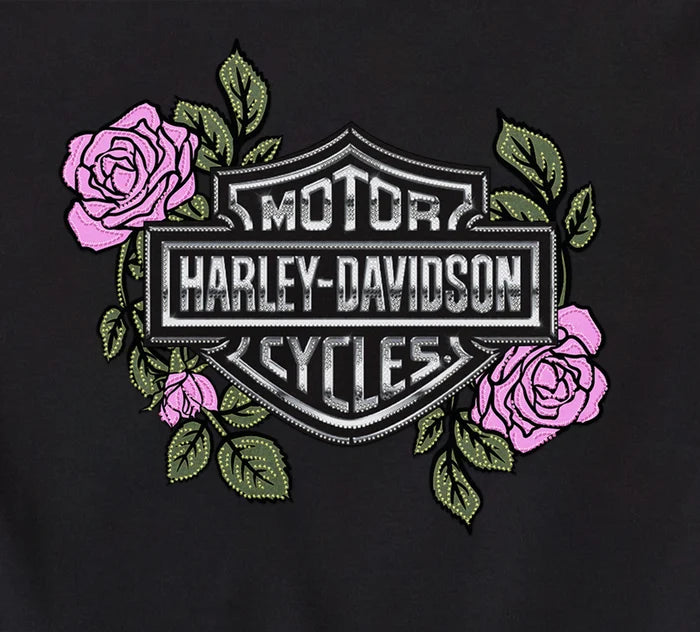 HARLEY-DAVIDSON® WOMENS ROSE & THORN BLING LACE TANK TOP