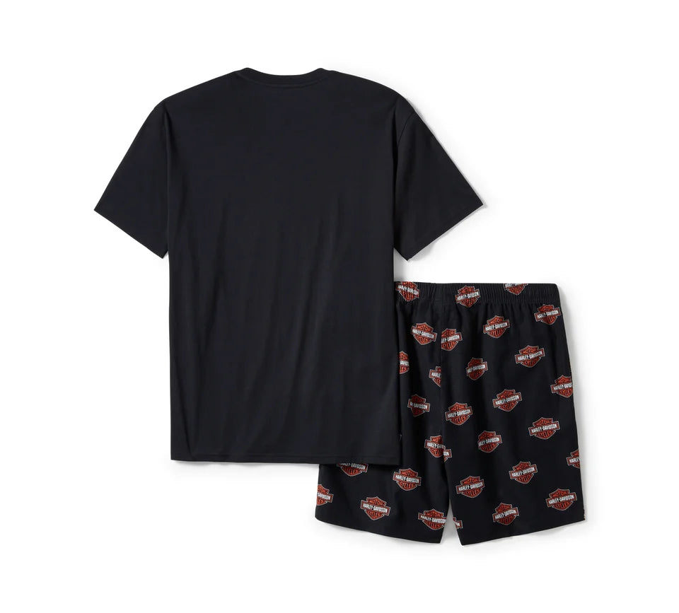 HARLEY-DAVIDSON® MENS BAR & SHIELD PRINT PAJAMA SHORTS SET