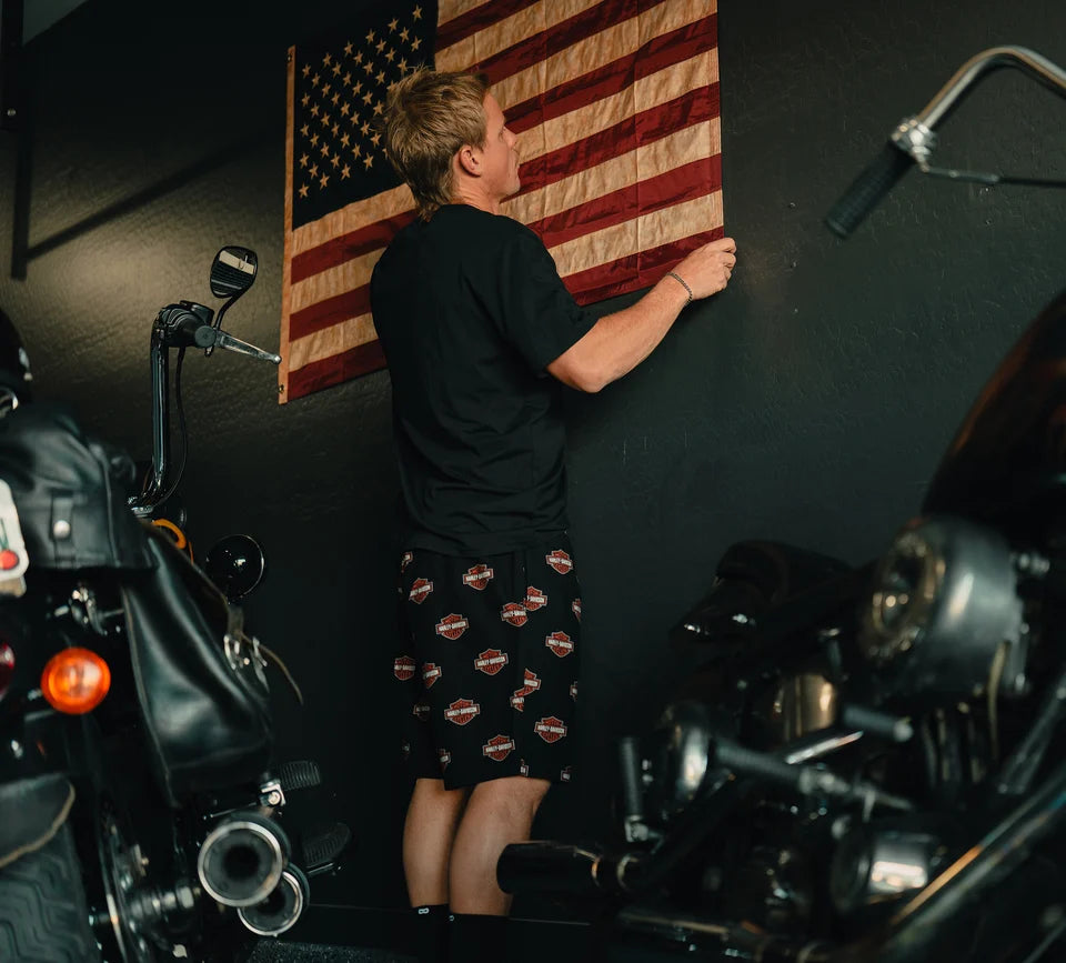 HARLEY-DAVIDSON® MENS BAR & SHIELD PRINT PAJAMA SHORTS SET