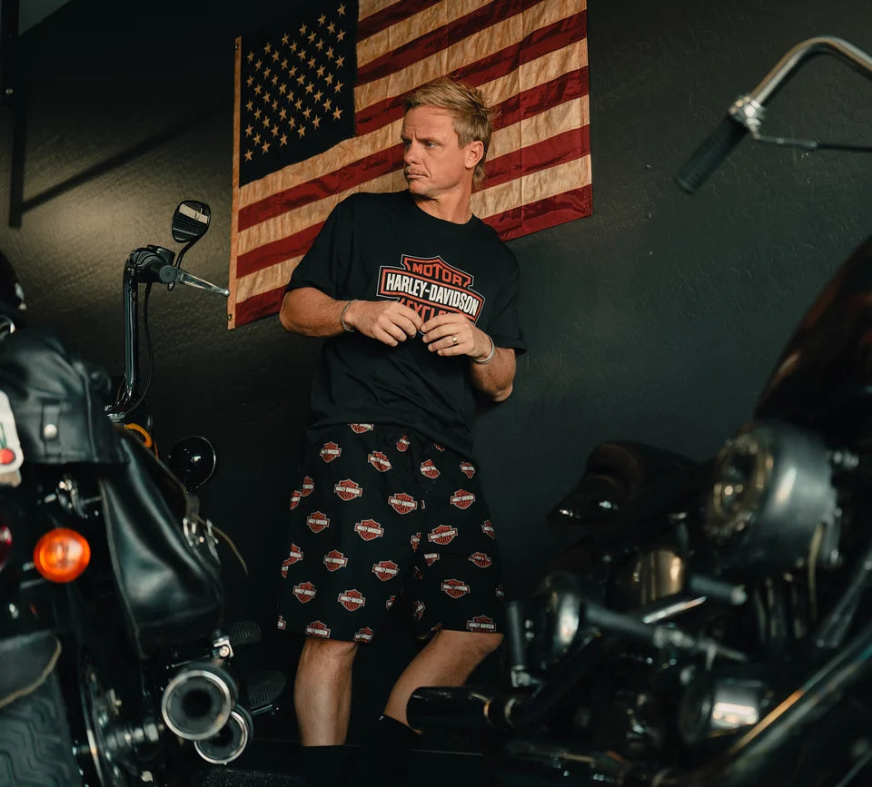 HARLEY-DAVIDSON® MENS BAR & SHIELD PRINT PAJAMA SHORTS SET
