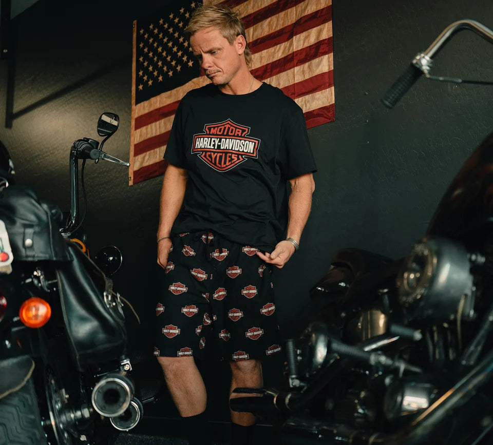 HARLEY-DAVIDSON® MENS BAR & SHIELD PRINT PAJAMA SHORTS SET
