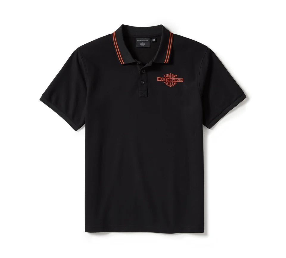 HARLEY-DAVIDSON® MENS BAR & SHIELD SOILD PIQUE POLO