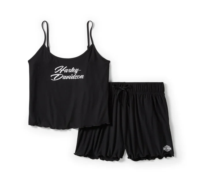 HARLEY DAVIDSON® WOMENS LETTUCE TRIM PAJAMA SHORT SET