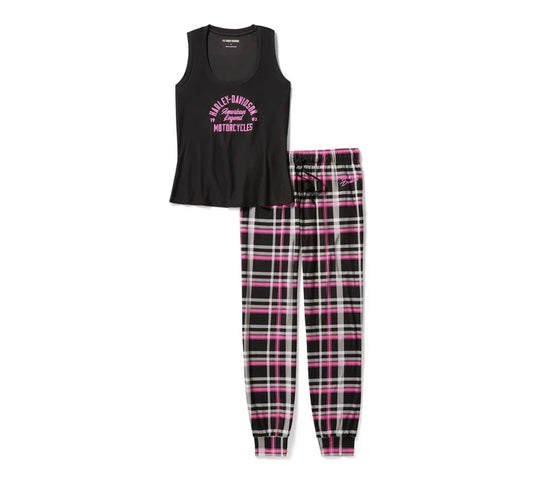 HARLEY DAVIDSON® WOMENS PLAID PAJAMA PANT SET