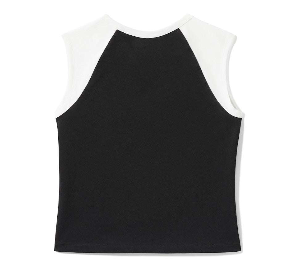 HARLEY-DAVIDSON® WOMENS TOP KNIT BLACK / OFF WHITE COLORBLOCK