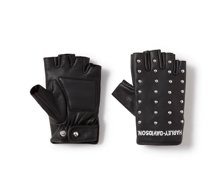 HARLEY-DAVIDSON® WOMENS STUDDED FINGERLESS RIDING GLOVES