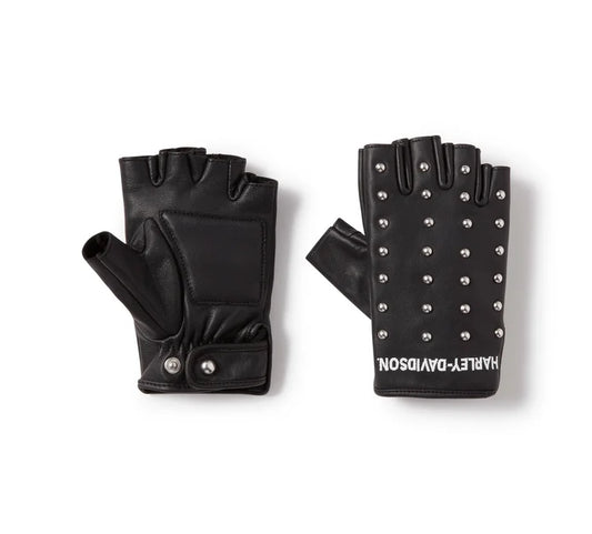 HARLEY-DAVIDSON® WOMENS STUDDED FINGERLESS RIDING GLOVES