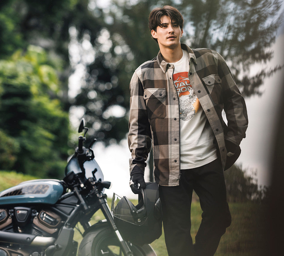 HARLEY-DAVIDSON® MENS SHIRT JACKET WOVEN OPERATIVE GREY / GREEN