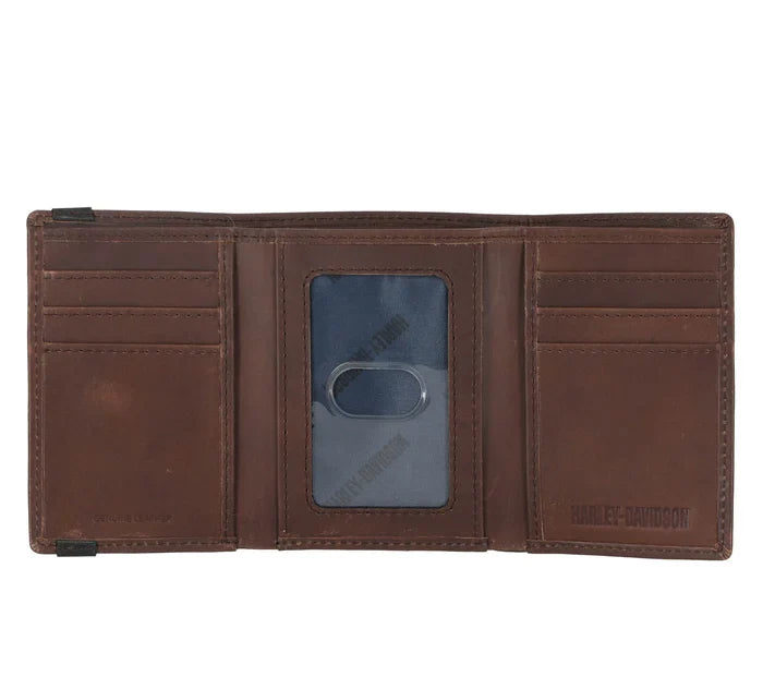 HARLEY-DAVIDSON® MENS CRAZY HORSE EAGLE TRIFOLD WALLET