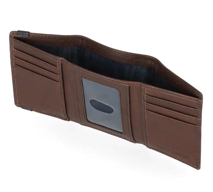 HARLEY-DAVIDSON® MENS CRAZY HORSE EAGLE TRIFOLD WALLET