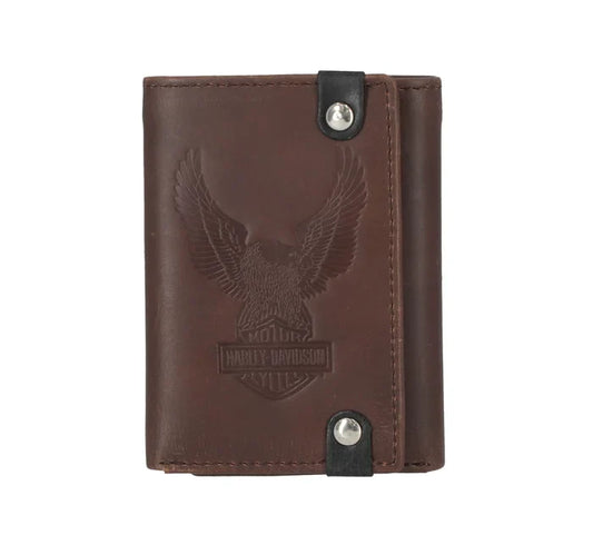 HARLEY-DAVIDSON® MENS CRAZY HORSE EAGLE TRIFOLD WALLET