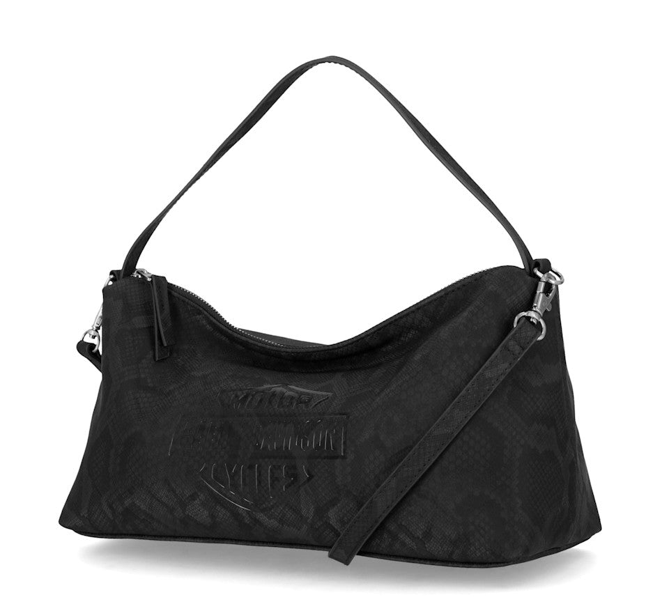 HARLEY-DAVIDSON® WOMENS SNAKE SHORT / SHOULDER BLACK BAG