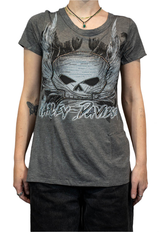 HARLEY-DAVIDSON® WOMENS APPARITION SHORT SLEEVE V-NECK TOP