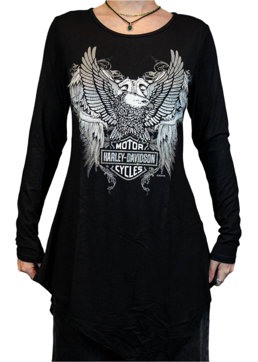 HARLEY-DAVIDSON® WOMENS THRILL RIDE G LONG SLEEVE SCOOP NECK TOP