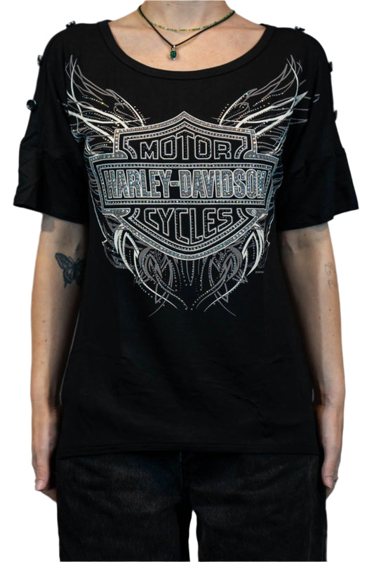 HARLEY-DAVIDSON® WOMENS ETHERNIC 3/4 SLEEVE SCOOP NECK TOP