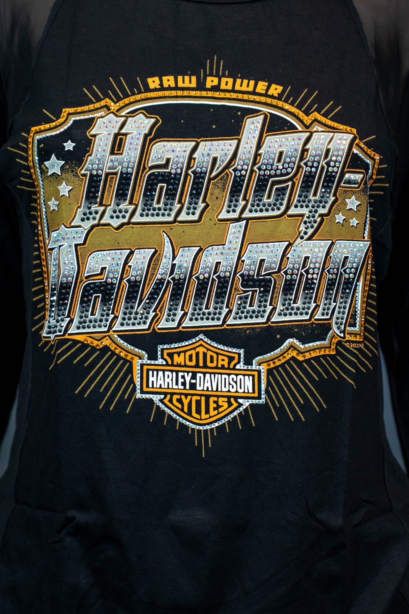 HARLEY-DAVIDSON® WOMENS AGGRESSIVE LONG SLEEVE MESH SCOOP NECK TOP