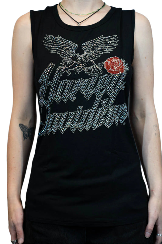 HARLEY-DAVIDSON® WOMENS GOLDEN ROAD SLEEVELESS SCOOP NECK TOP