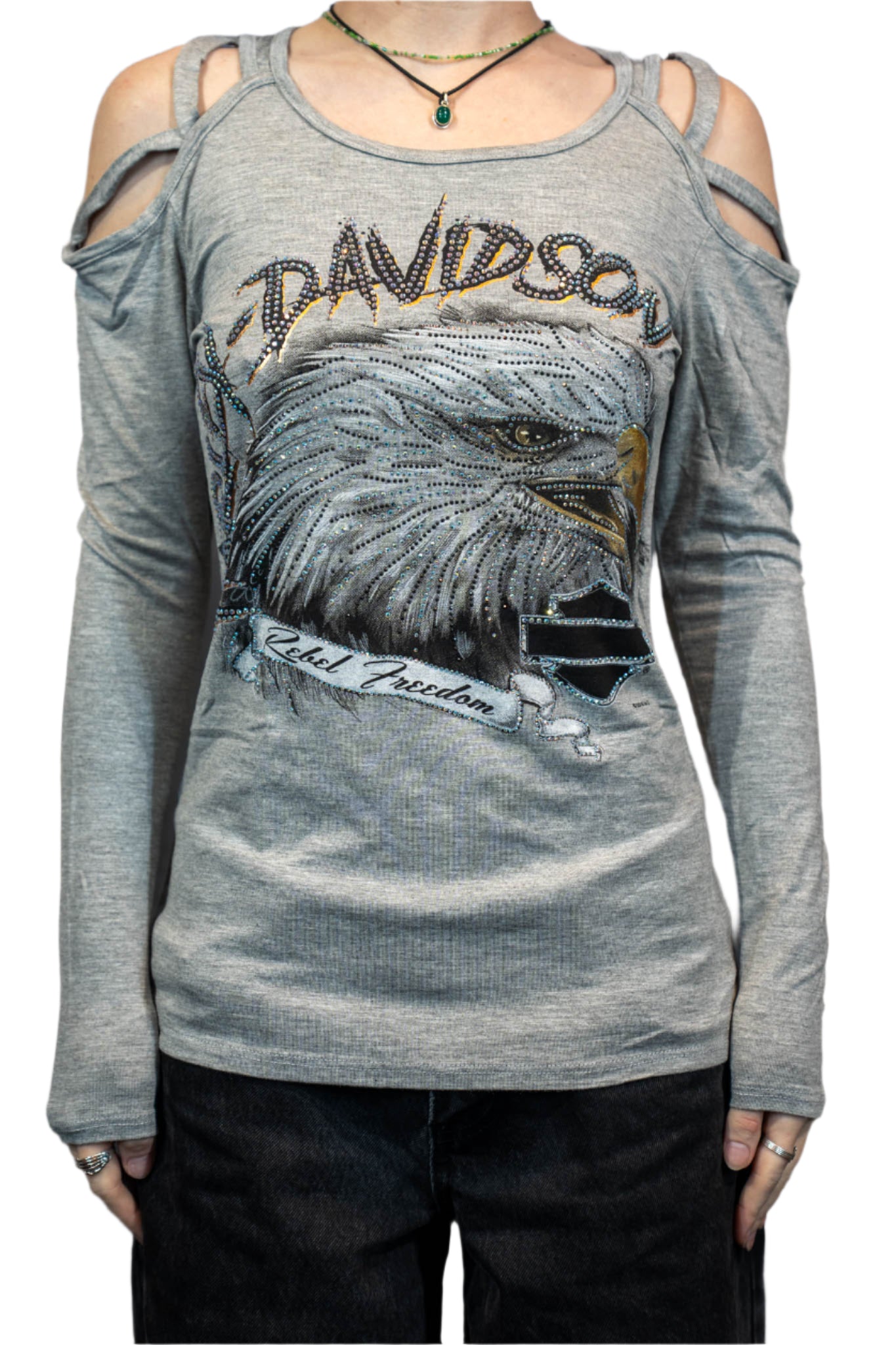HARLEY-DAVIDSON® WOMENS REBEL FREEDOM LONG SLEEVE SCOOP NECK TOP