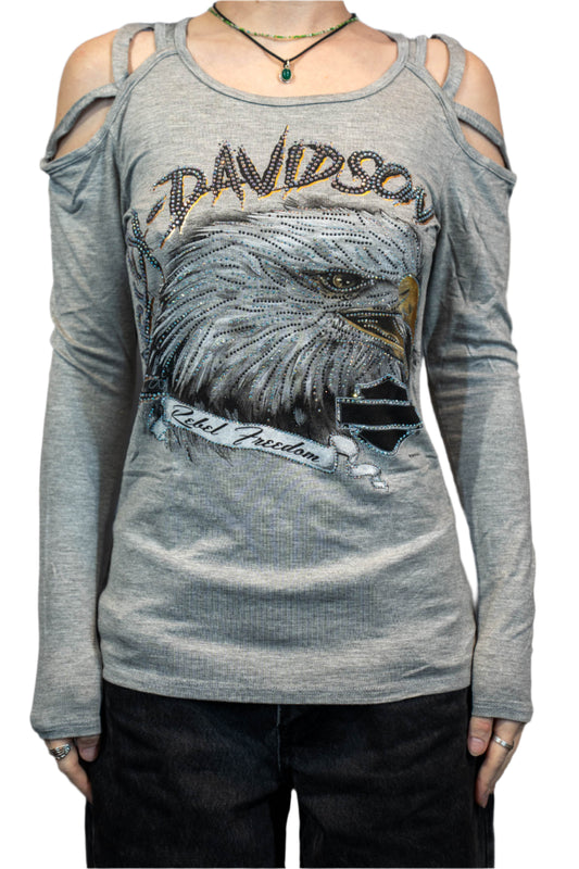 HARLEY-DAVIDSON® WOMENS REBEL FREEDOM LONG SLEEVE SCOOP NECK TOP