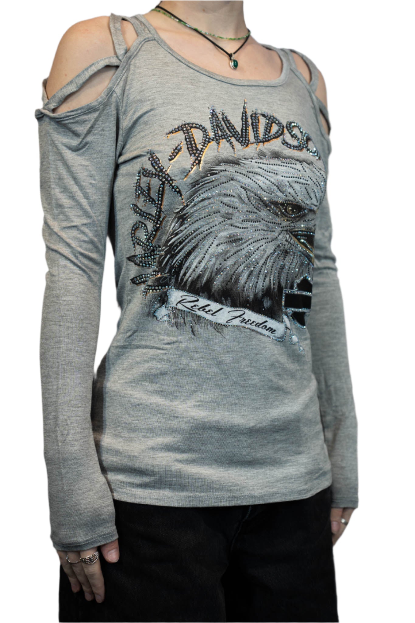 HARLEY-DAVIDSON® WOMENS REBEL FREEDOM LONG SLEEVE SCOOP NECK TOP