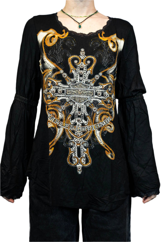 HARLEY-DAVIDSON® KRYPTO NIGHT LONG SLEEVE SCOOP NECK TOP