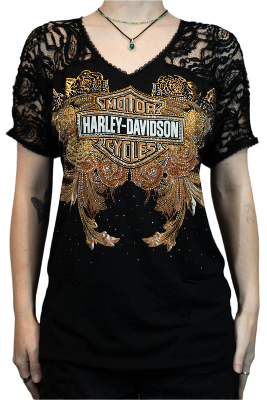 HARLEY-DAVIDSON® ORANGE SAPPHIRE SHORT SLEEVE SCOOP NECK TOP