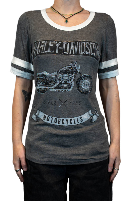 HARLEY-DAVIDSON® WOMENS RENDEZVOUS SHORT SLEEVE SCOOP NECK TOP