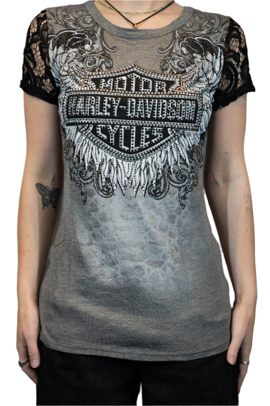 HARLEY-DAVIDSON® WOMENS SPIRIT OF STONE SHORT SLEEVE SCOOP NECK TOP