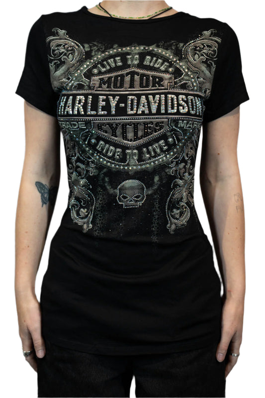 HARLEY-DAVIDSON® WOMENS DEVILS FUME SHORT SLEEVE SCOOP NECK TOP