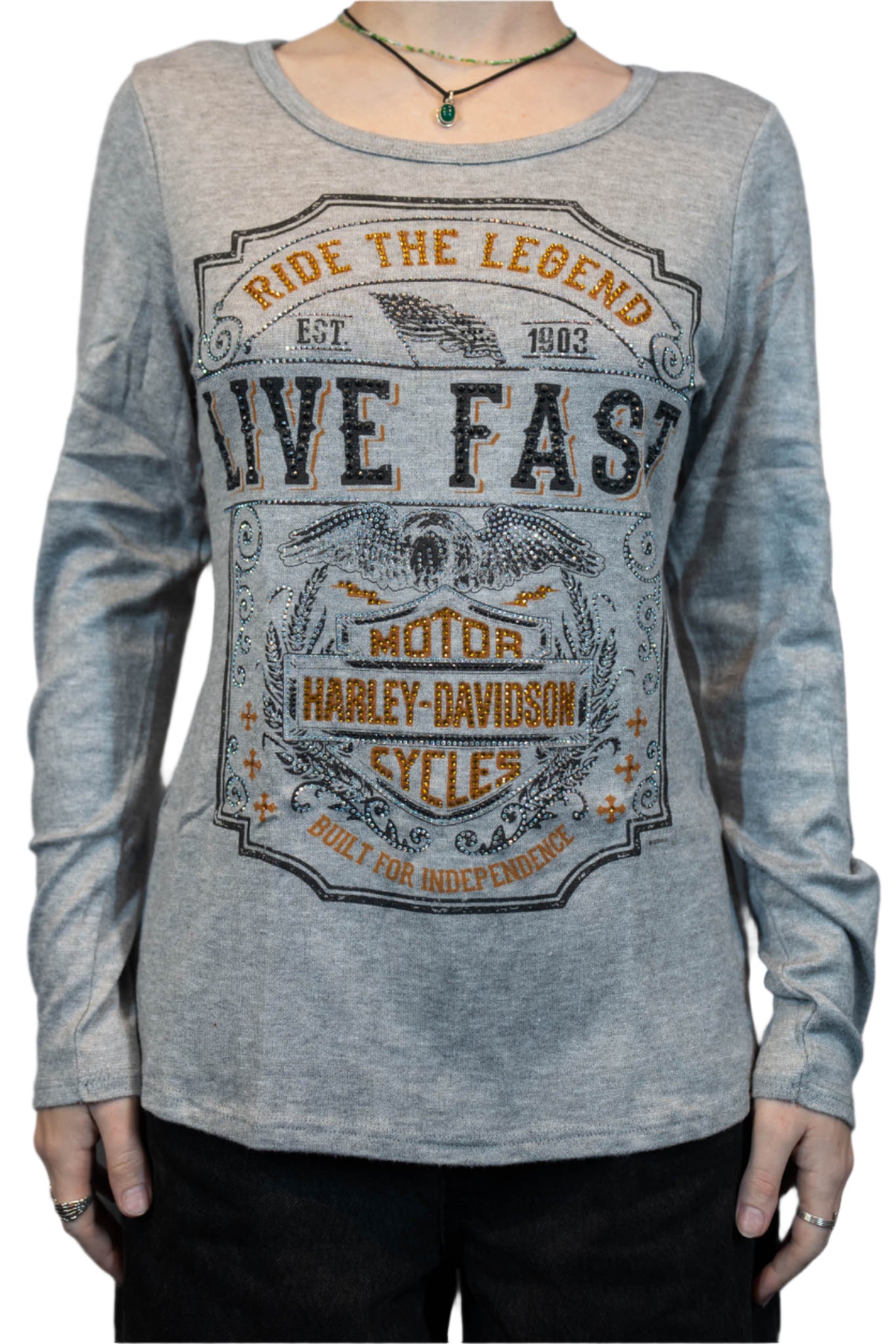 HARLEY-DAVIDSON® WOMENS LEGENDARY RIDE LONG SLEEVE SCOOP NECK TOP