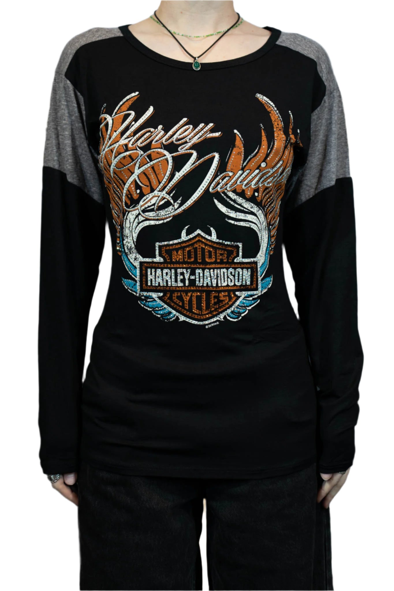 HARLEY-DAVIDSON® WOMENS EAST BOUND LONG SLEEVE CREW NECK TOP