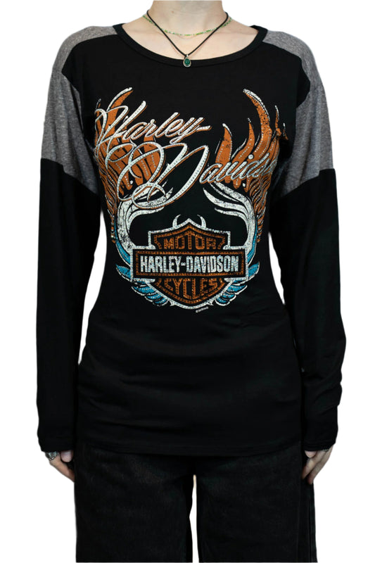 HARLEY-DAVIDSON® WOMENS EAST BOUND LONG SLEEVE CREW NECK TOP