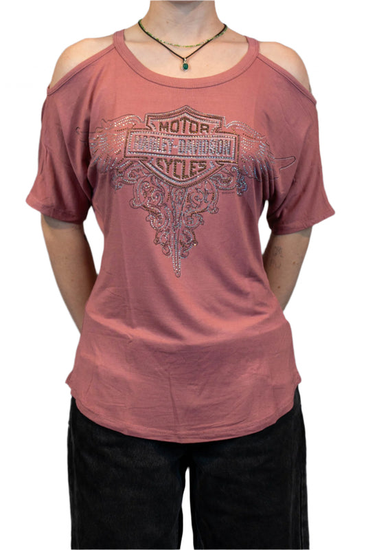 HARLEY-DAVIDSON® WOMENS BRICK HOUSE SHORT SLEEVE SCOOP NECK TOP