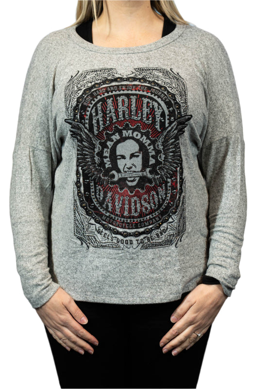 HARLEY-DAVIDSON® WOMENS MEAN MOANA LONGSLEEVE SCOOP NECK TOP