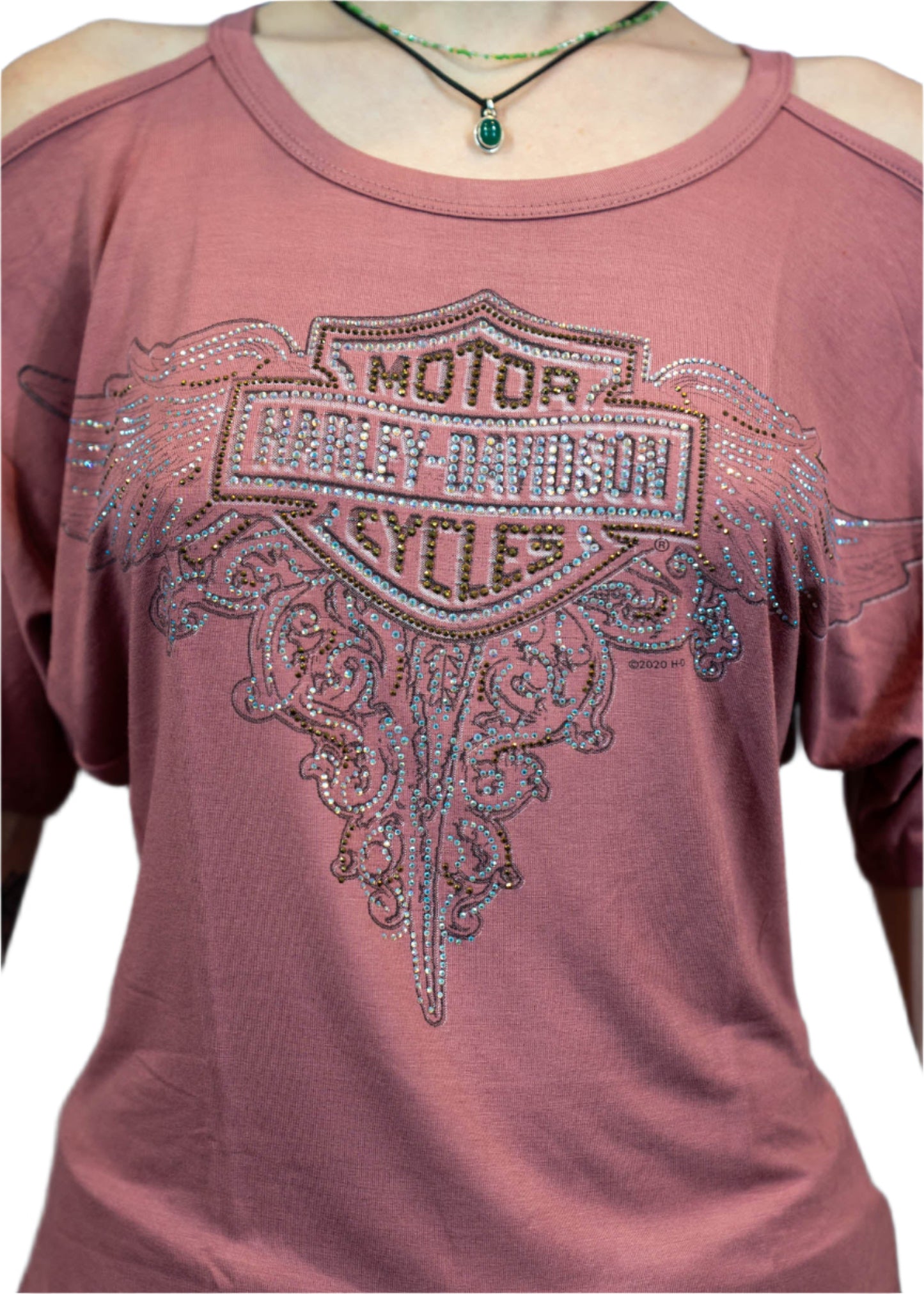 HARLEY-DAVIDSON® WOMENS BRICK HOUSE SHORT SLEEVE SCOOP NECK TOP